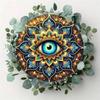 Vintage Mandala Metal Wall Art Retro Farmhouse Round Iron Sign With Eye Design 7.87 Inch Home Decor