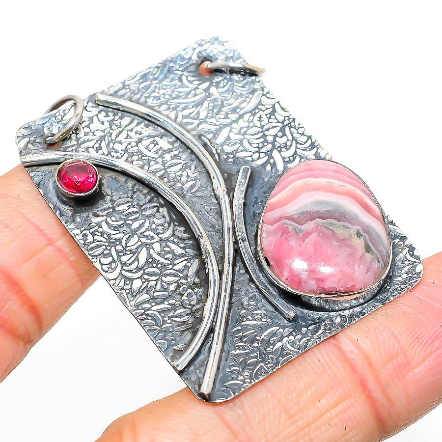 

Подвеска из натурального родохрозита, розового рубиллита из стерлингового серебра 925 пробы 2,13 дюйма T1Y21