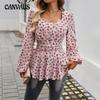 Pofmouw Mori Elegant Bloemen Lange Mouw Dames Tops