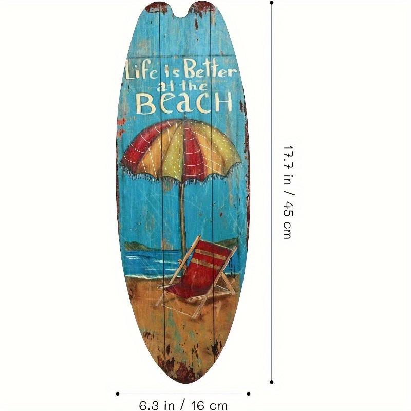1 set om 3 Träsurfbräda Väggdekorationsset med Strandtema, 17,6"x6,2" - Perfekt för Vardagsrum, Sovrum, Badrum & Dörrklubb