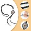 Handmade Jewelry Bolo Tie Western Cowboy Artificial Leather Rope Necktie with Vintage Cow Horse Badge Pendant Necklace