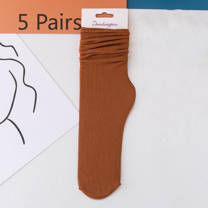 5 Pairs of Women's Summer Thin Breathable Academy Wind Tube Pile Socks