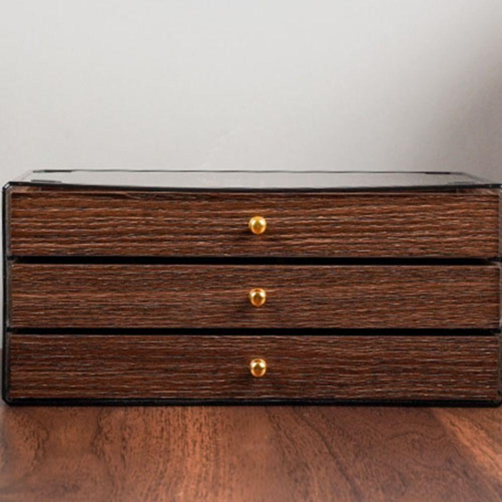 Transparent Window Wooden Jewelry Box Multi-layer Square Jewelry Box Fashion Jewelry Holder  Travel