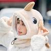 Women Winter Hat Full Protection Cartoon Shark Shape Thickened Plush Drawstring Adjustment Windproof Warm Outdoor Skiing Cap