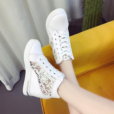 2024 Nuevos Zapatos de Cuña para Mujer Zapatillas de Plataforma Moda Casual Suela Gruesa Goma Alta Ocio Cordones Punta Abierta Mayor Interna