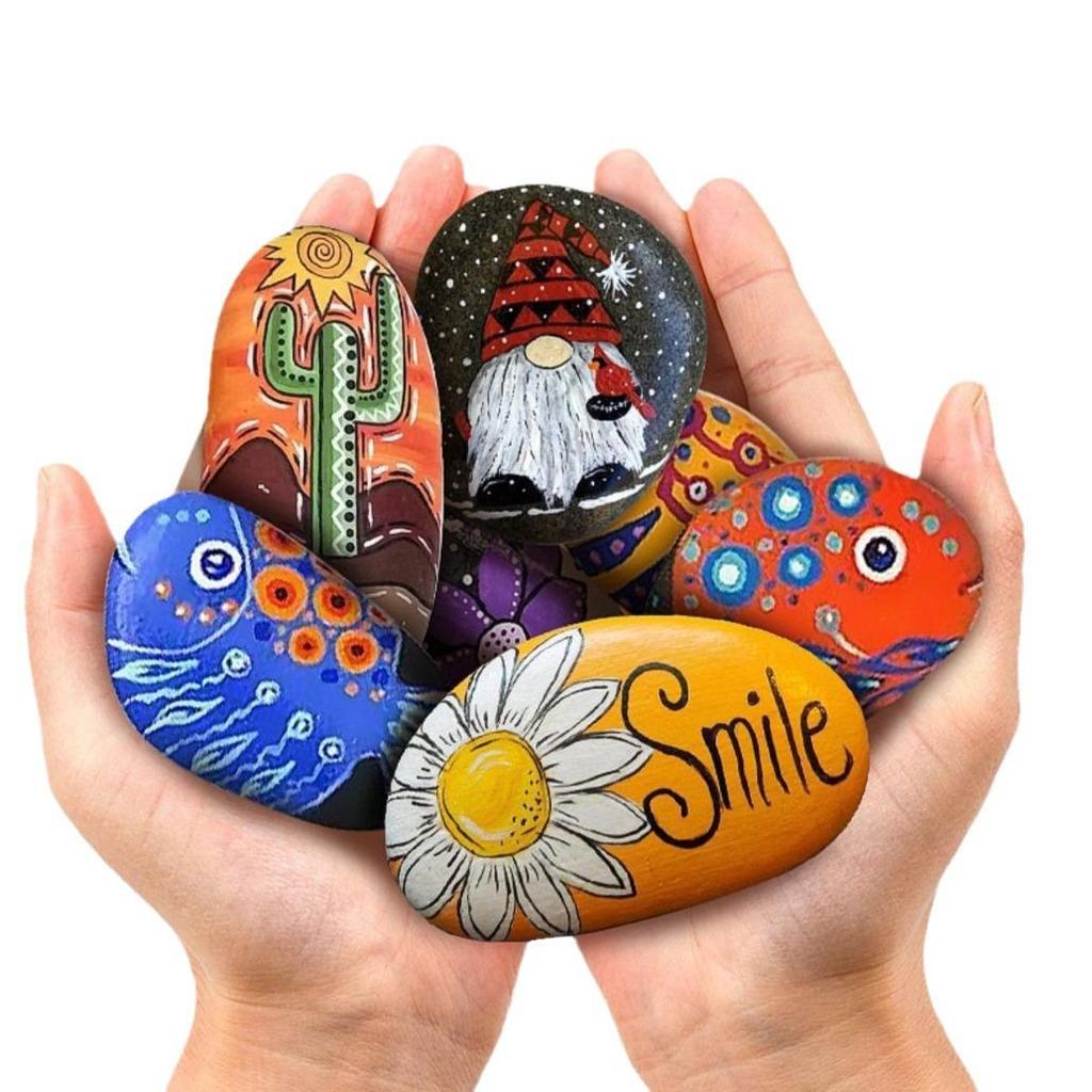 Hand-Painted Pebble Set for Kids - DIY Art & Craft Kit