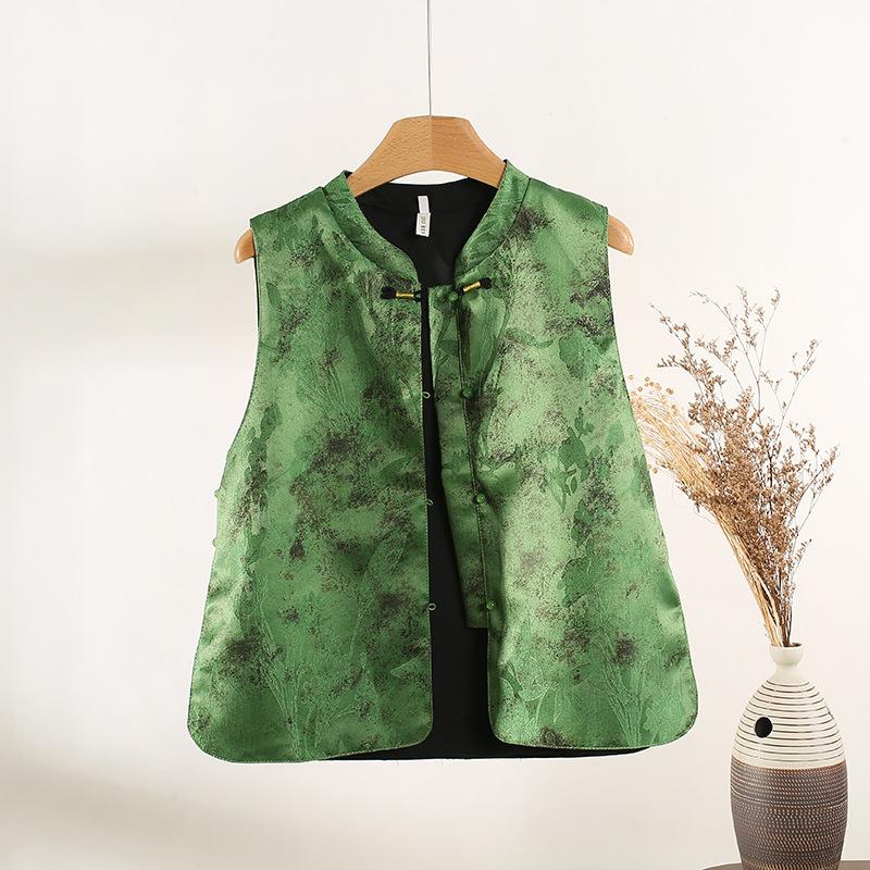 2025 Early Spring Vest Women's Early Spring Vest Retro Buckle Vest High-end Single-sided Wear Jacquard New Top