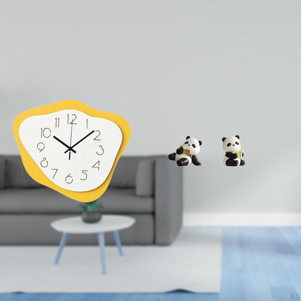 Acrylic Panda Wall Clock Modern Office Ornament Silent Timepiece Decorative Figurines Bookends Resin