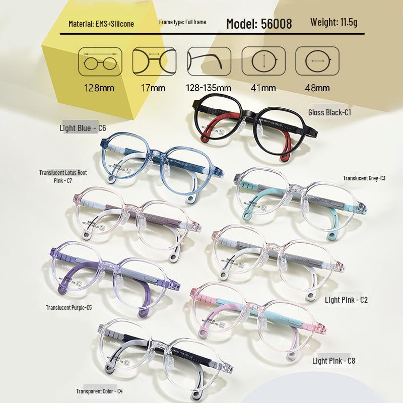 Ultra-Light Anti-Slip Children s Silicone Eyeglass Frame with Elastic Memory Temples