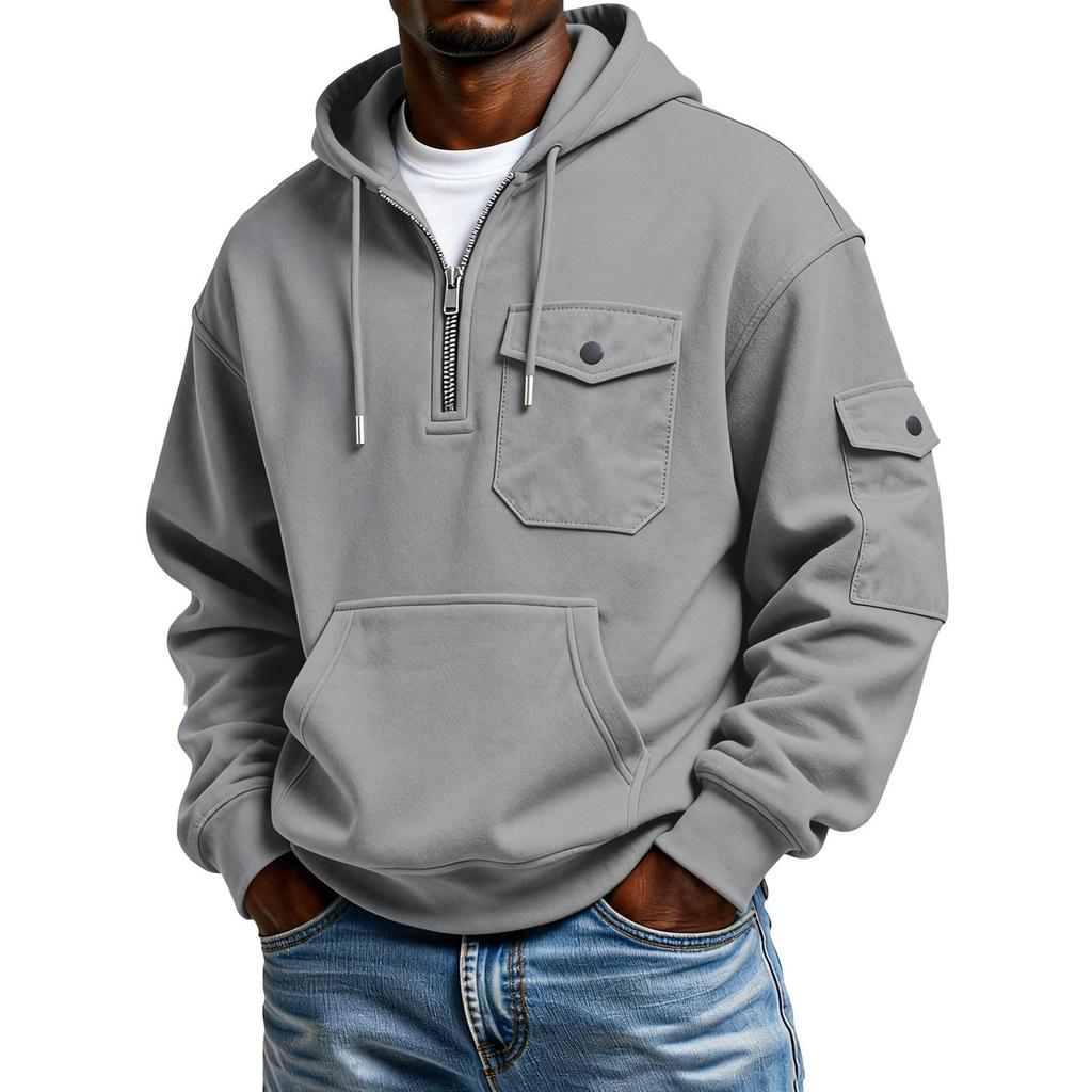 Men's Solid Color Sweatshirt Hoodie Men's Sports Large Size Casual Sweatshirt
