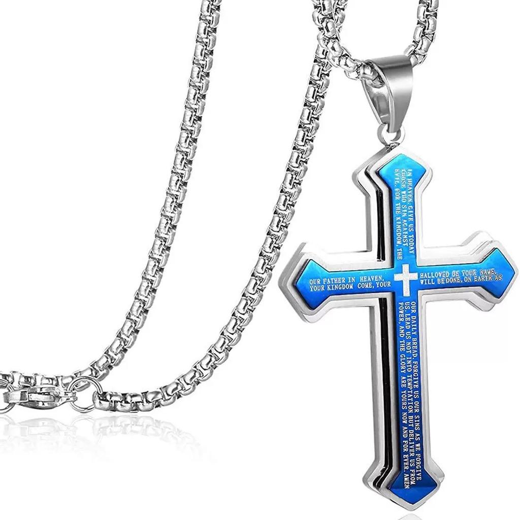 European and American Men's Fashionable Three-layer Cross Necklace Jewelry