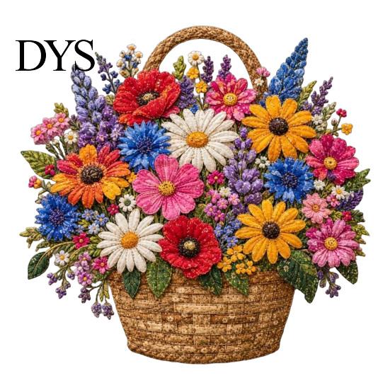 Gør-det-selv Stofhåndværksaktiviteter Blomsterkurv Patchwork Sæt, Lagdelte Blomster Håndarbejde Håndlavede Kunstmaterialer 3D Blomster Syprojekt til Voksne, Gaveidé