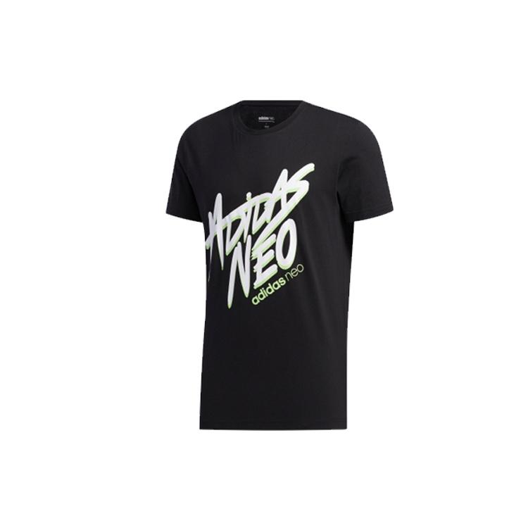 adidas neo M Faves Tee Alphabet Printing Sports Short Sleeve Black Men s FP7350 L