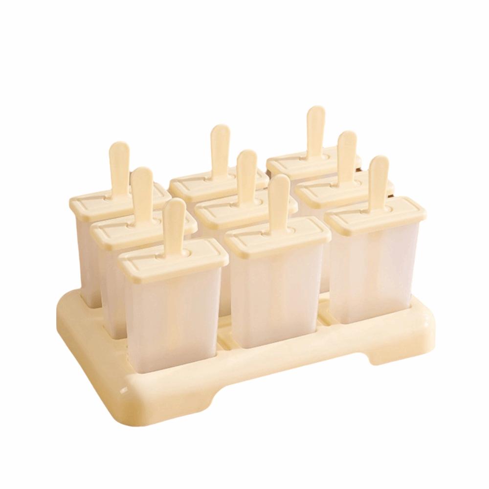 

Reusable DIY Ice Cream Machine Cube Shape Popsicle Mold Cube Tray Kitchen Use жовтий