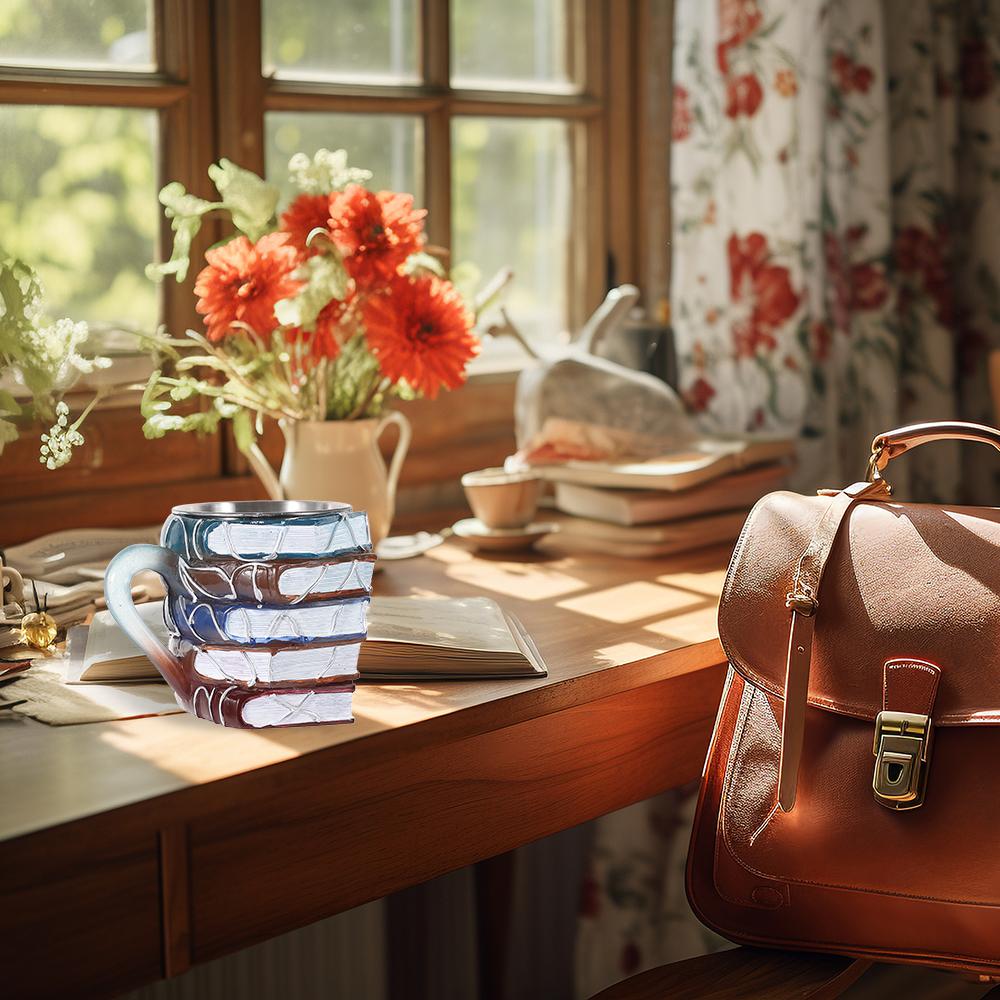 Large Capacity 3D Painted Book Mug 11oz Mug Cup Unique Books Stack Coffee Mug  Literature Lovers