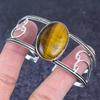 Natural Tiger Eye Gemstone 925 Sterling Silver Cuff Bangle Adjustable K8W12