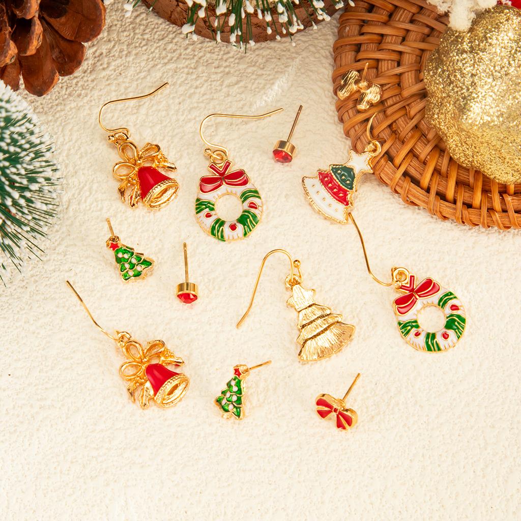 Applicable Christmas Versatile Oil Drop Snowflake Elk Drop Stud Earrings Sweet Bow Christmas Hat Earrings Women