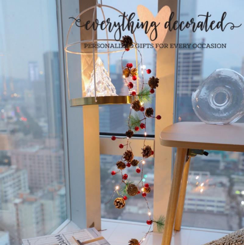 2m 20led Christmas Lights LED Light String Pine Needle Pinecone Copper Wire Light Christmas Bell Dec
