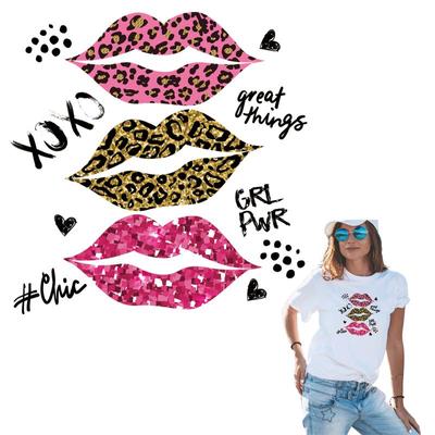 Color Lips Patches For Clothes Parches Ropa Heat Press Appliqued Clothes Stickers Jeans Diy Hoodies Thermal Patches Clothing