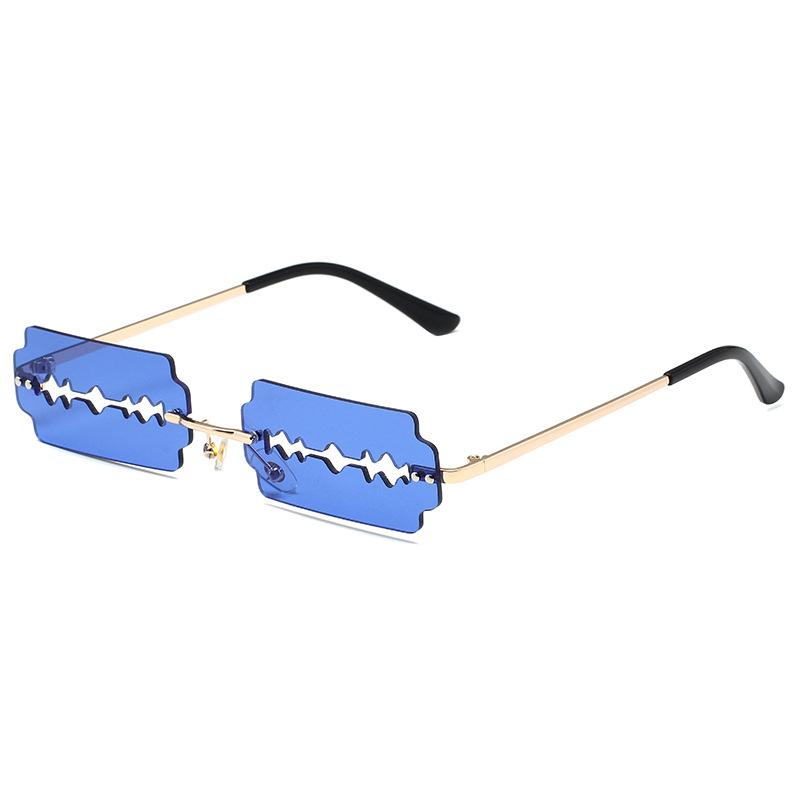 Unique Razor Blade Sunglasses Women Fashion Rimless Y2k Glasses Streetwear UV400 Xmas Gift