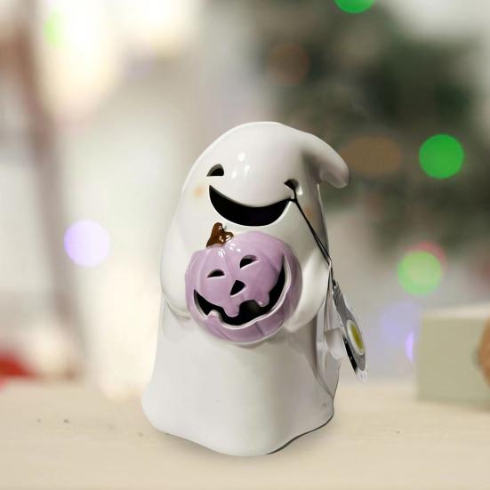 Halloween Ghost Ornaments Cute Ghost Cat Pumpkin Sculpture Spooky Resin Home Decor Desktop