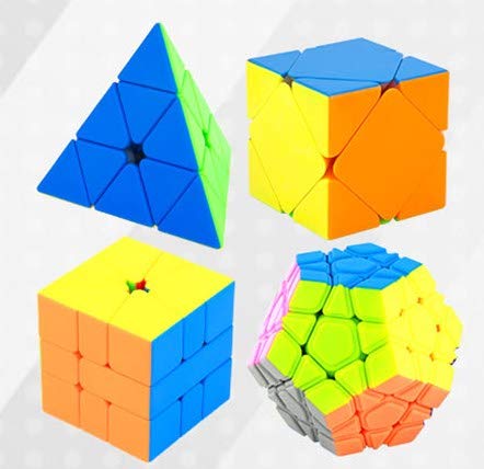 MoYu Meilong Abnormity Magic Cube, Stickerless, Brain Training, Smooth Rotation, 4-Hedron, 6-Hedron, and 12-Hedron Cubes, Set of 4 [Parallel Import]