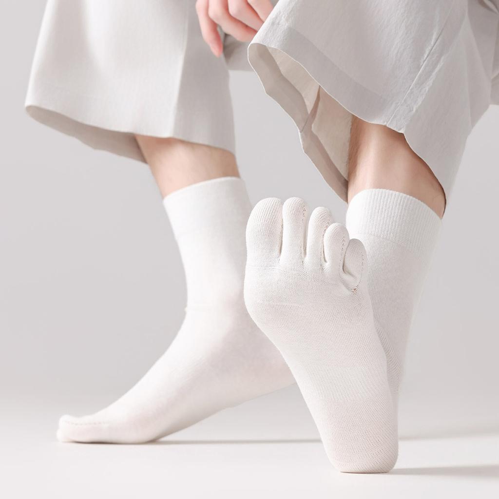 Spring And Summer Five-Finger Socks Men'S Thin Breathable And Deodorant Medium Tube Socks Sports Five-Toed Stockings Sub-Finger Men'S Socks