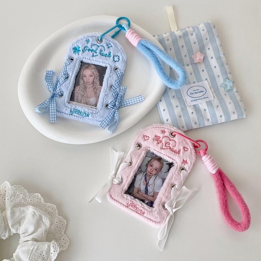 Hanging Decoration Korean Photocard Holder Plush Card Protective Case  School Stationery