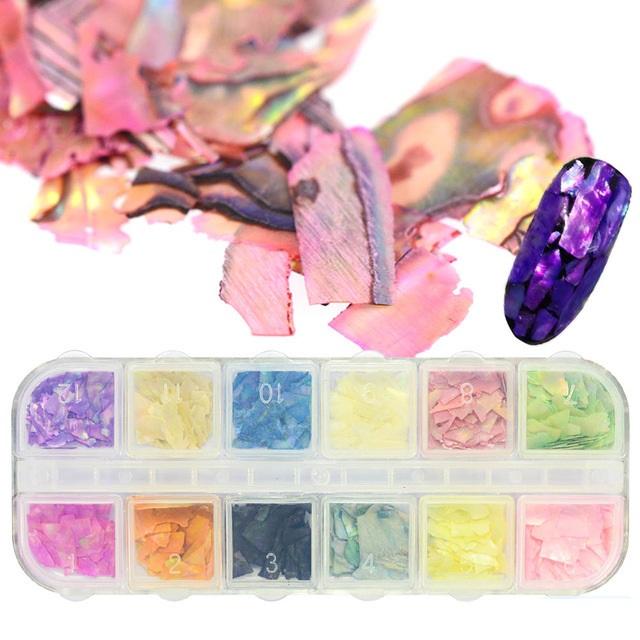 1 krabička nepravidelné třpytivé foliové nehty flitry na nehty třpytivé vločky nail art dekory na nehty příslušenství pro DIY manikúru