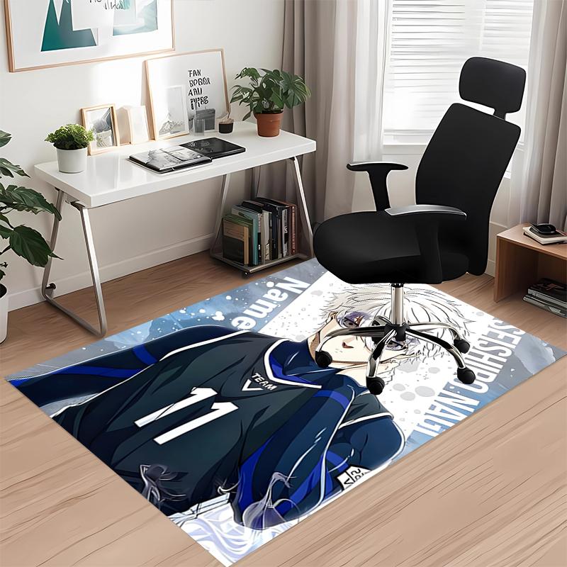 Custom Name Nagi Seishiro BlueLock Printed Carpet, for Office Chair Living Room Bedroom Kitchen Room Decor Gifts.