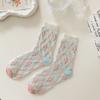 6Pairs Mesh Hollow Transparent Flower Socks Ruffle Sweet Socks Women Ins Style Mid Tube Socks  Girl