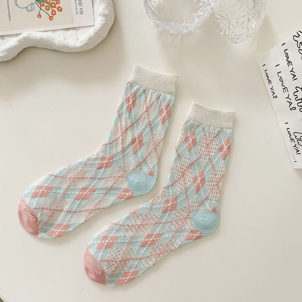 6Pairs Mesh Hollow Transparent Flower Socks Ruffle Sweet Socks Women Ins Style Mid Tube Socks  Girl
