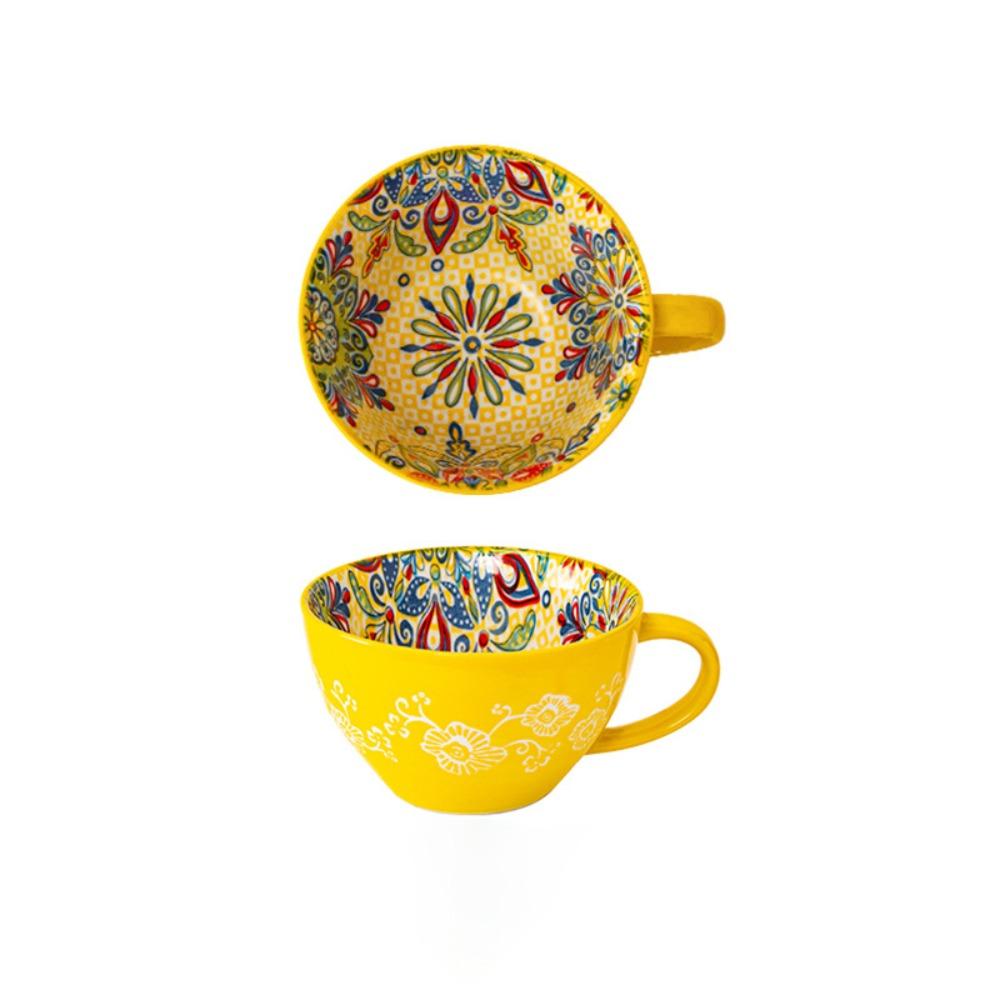 Ceramic Bohemian Breakfast Cup Retro Oatmeal Cup Multifunctional Coffee Mug  Friend Gift