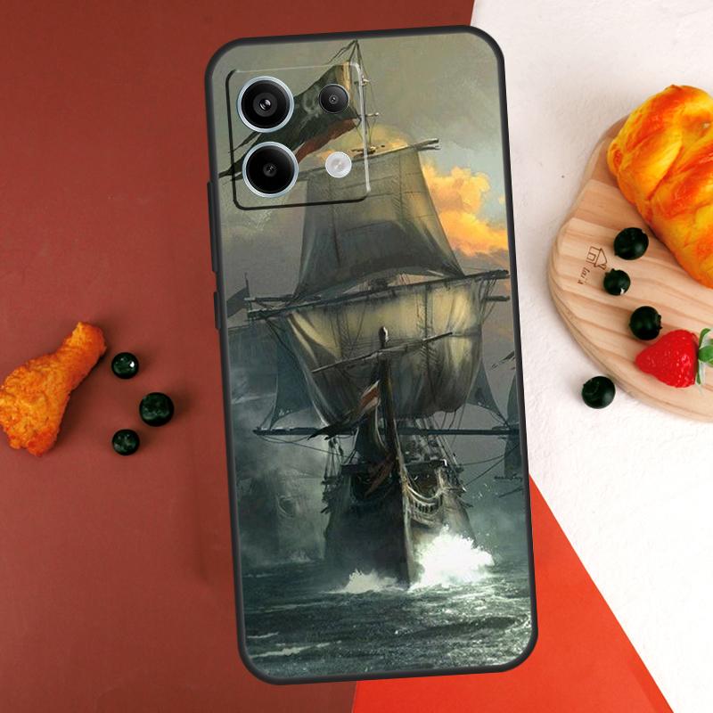 Sailing Pirate Ship Boat Case For Xiaomi Redmi Note 14 13 Pro 9 10 11 12 Pro 10S 11S 12S Redmi 13C 10C 12C 14C Coque