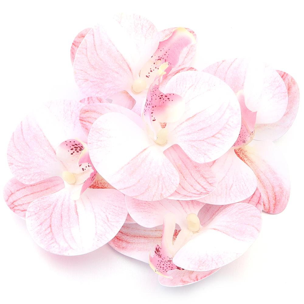 5/10Pcs Artificial Phalaenopsis 3D Small Butterfly Orchid Fake Flower Home Drapery Wall Wedding Decoration Festival Diy Wreath