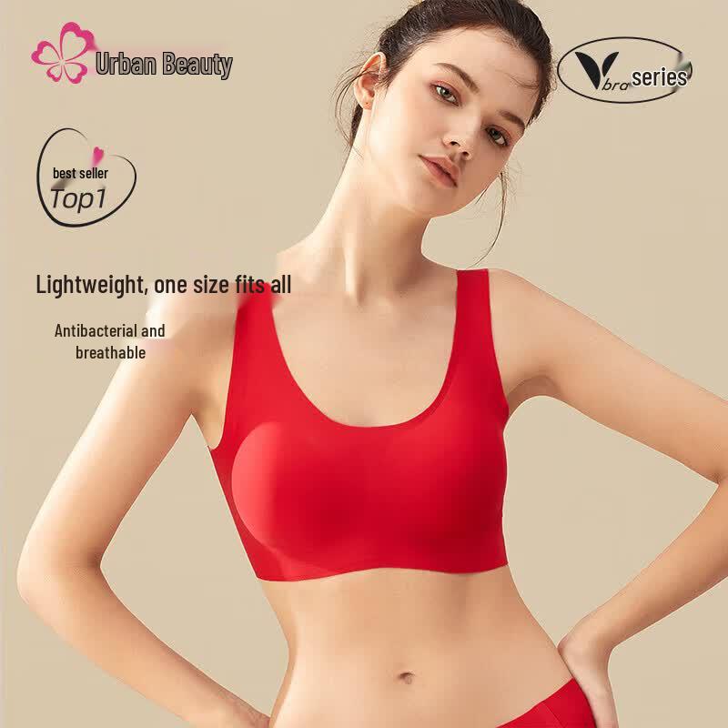 Urban Beauty Women s Red Seamless Wireless Bralette One Size