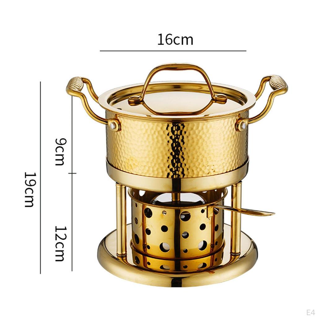 Alcohol Stove Pot Ramen Stainless Steel Kitchen Cookware Shabu Camping Cooker for