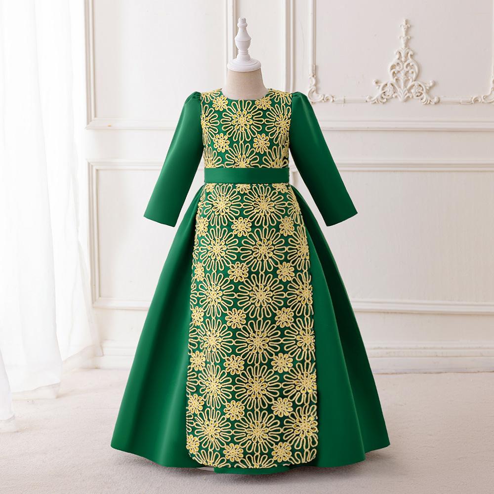 Flower Girl Princess Dress For Weddings Summer Kid Formal Bow Long Gown For School Evening Party Children New Year Cloth