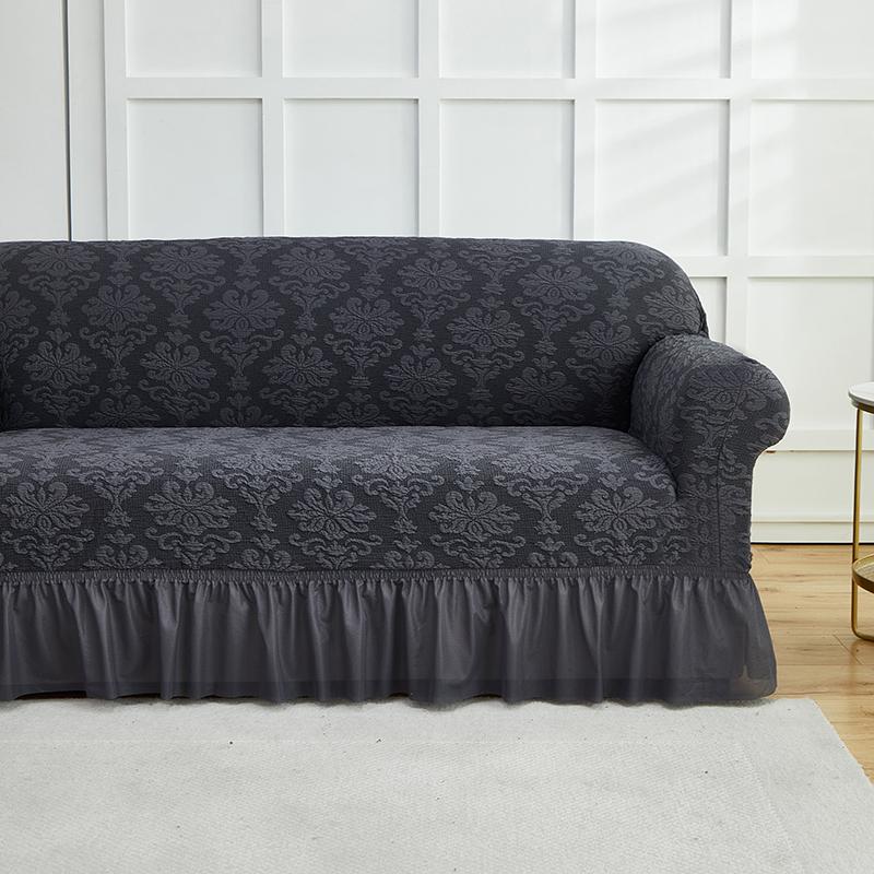 1pc European Style Flower Sofa Slipcover with Skirt Jacquard Non-slip Sofa Covers Furniture Protector for Living Room Home Decor