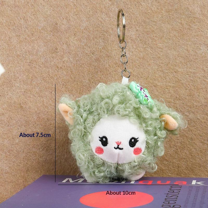 Soft Touch Fluffy Lamb Plush Keychain Cute Lace Flower Decor Bag Charm for Holiday Gifting