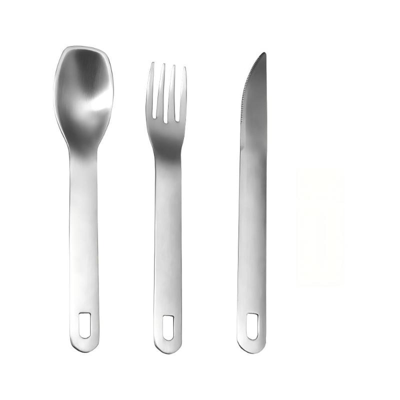 

3Pcs/Set 304 Stainless Steel Cutlery Set Knife Fork Spoon With Carabiner For Home Travel Camping Picnic Portable Tableware Set 3pcs