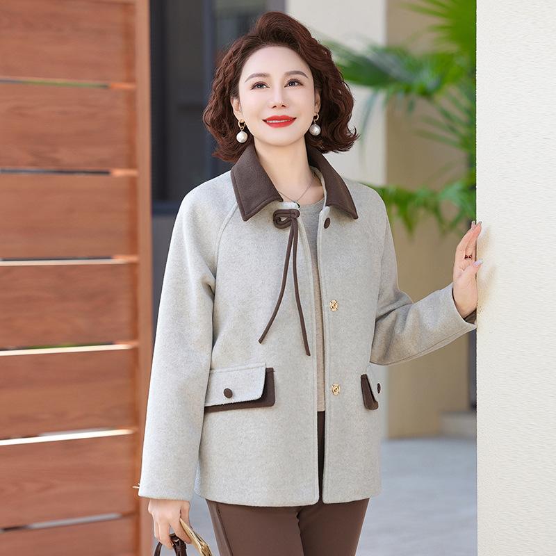 

Женские куртки для среднего возраста Весенние и осенние пальто Китайский стиль Лацкан Женские топы 5XL белый