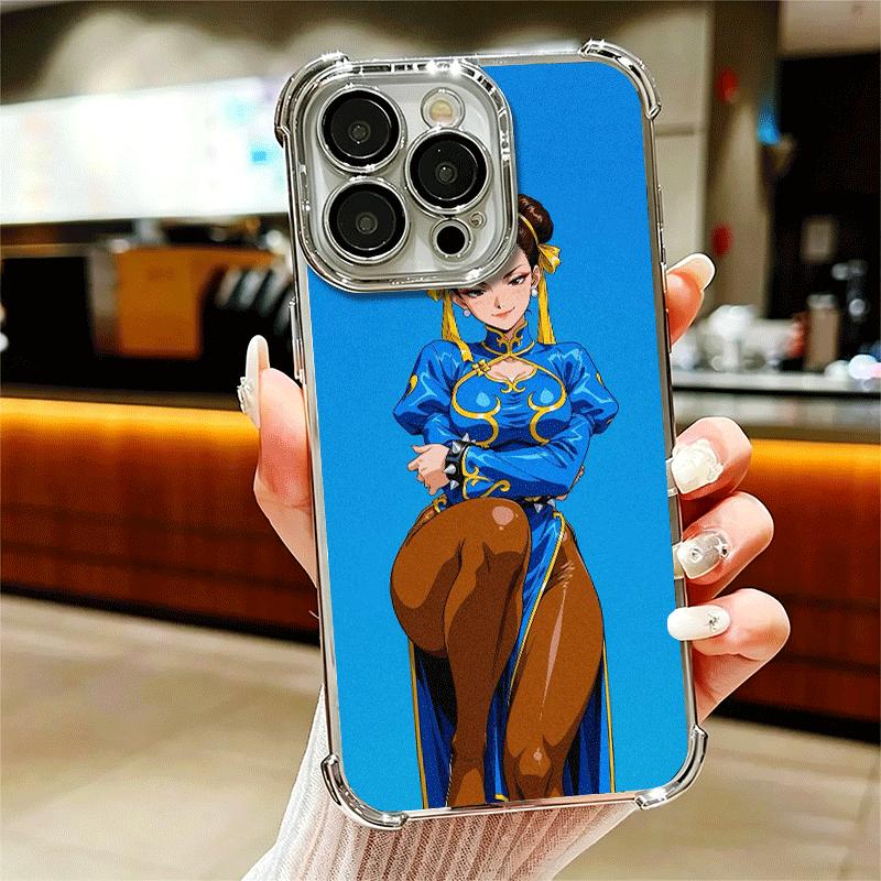 

ChunLi S-Street F-FighterS Plating Phone Case For Iphone 16 17 Pro Max Air 16E 14 15 Plus 12 13 Mini Anti-Fall Airabag Cover iPhone 16 Pro Max