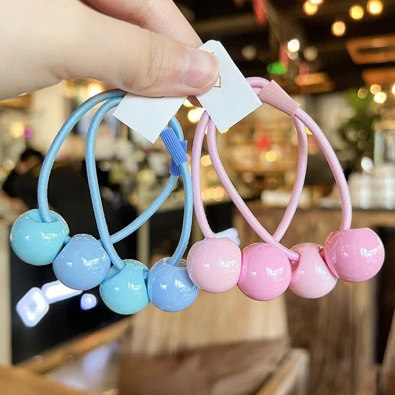 Cream Color Hair Ties Korean Style High Elasticity Ponytail Holders for Girls Kids Cute Headwear Non Damage