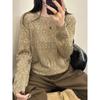 Women's 2025 Spring/Fall Cutout Knit Sweater - Fashionable Loose Fit