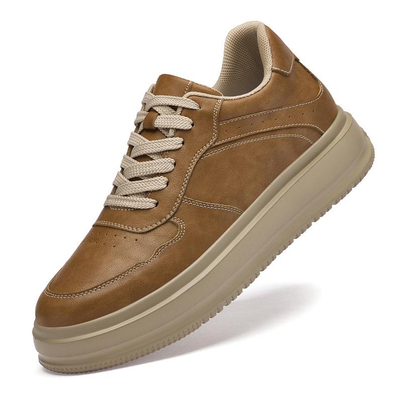 Men’s Workwear Platform Shoes with Invisible Height Increase, Thick Sole Sports Casual Design, 8CM/6CM Height Boost.