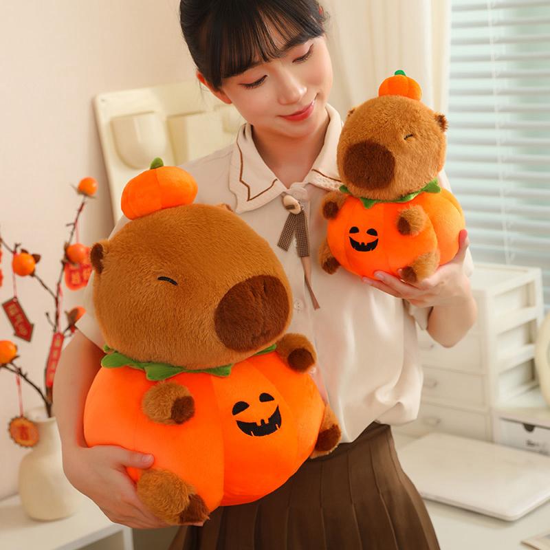 New 25-60cm Halloween Pumpkin Capybara Plush Doll Soft Cartoon Pillow Animals Toys Baby Birthday Halloween GIfts for Girls Decor