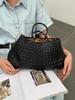 2024 Vintage Dámská Velkokapacitní Tkaná Kožená Nákupní Kabelka