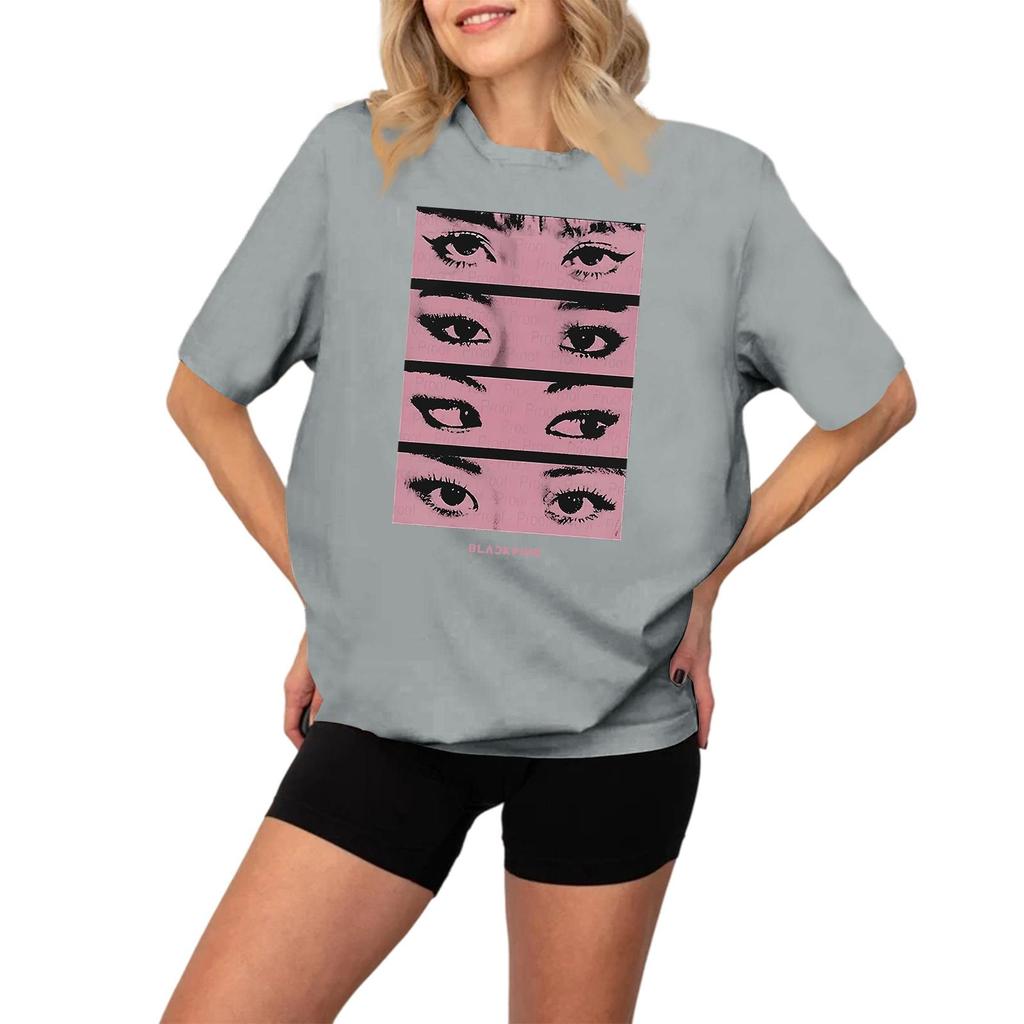 Damen Modisches Und Lässiges Langarm Bedrucktes Kurzarm-Oberteil