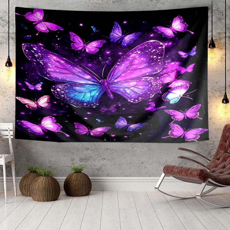 Purple Butterfly Dreams Tapestry, Unique Design Tapestry, Wall Decor for Bedroom,Livingroom, Playroom,Heartwarming Fan Holiday Gifts